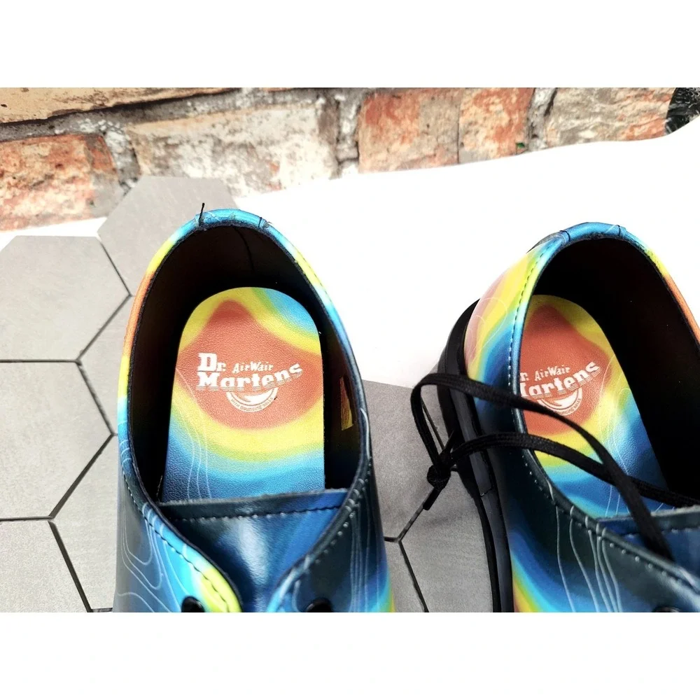DR. MARTENS 1461 Genix Nappa Men Sz 8 Leather Oxford‎ Shoes Heat Map PRINT Rare